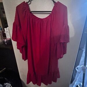 White House Black Market Red Ruffle dress